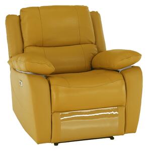 Elektromos relaxációs fotel, bőr/ekobőr sárga, VIVAN