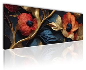150x50 cm - Festői színes virágok vászonkép