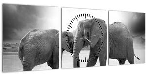 Elefántok képe (órával) (90x30 cm)