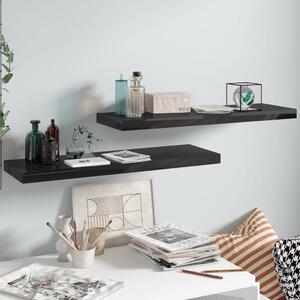 2 db magasfényű fekete MDF lebegő fali polc 80 x 23,5 x 3,8 cm