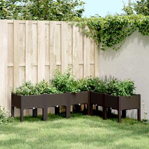 VidaXL barna PP rácsos kerti ültetőláda 160 x 120 x 42 cm