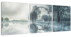 Téli természet képe (órával) (90x30 cm)