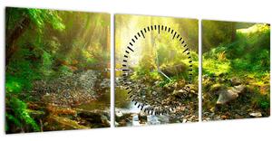 Egy folyó zöld erdőben képe (órával) (90x30 cm)