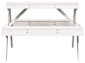 VidaXL fehér tömör fenyőfa piknik asztal 105 x 134 x 75 cm