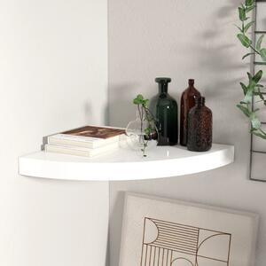 Magasfényű fehér MDF lebegő sarokpolc 25 x 25 x 3,8 cm