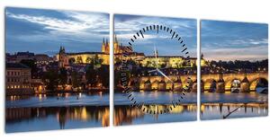 A prágai vár és a Károly-híd képe (órával) (90x30 cm)