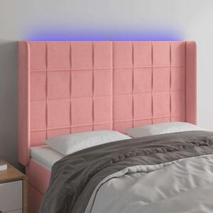 VidaXL rózsaszín bársony LED-es fejtámla 147x16x118/128 cm