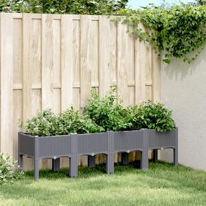 VidaXL szürke PP rácsos kerti ültetőláda 160 x 40 x 42 cm