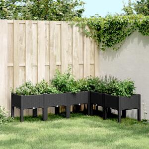 VidaXL fekete PP rácsos kerti ültetőláda 160 x 120 x 42 cm