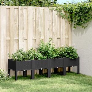 VidaXL fekete PP rácsos kerti ültetőláda 160 x 40 x 42 cm