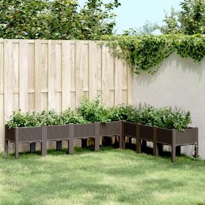 VidaXL barna PP rácsos kerti ültetőláda 200 x 160 x 42 cm