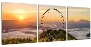 A hegy naplementekor képe (órával) (90x30 cm)