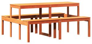 VidaXL viaszbarna tömör fenyőfa piknik asztal 160 x 134 x 75 cm