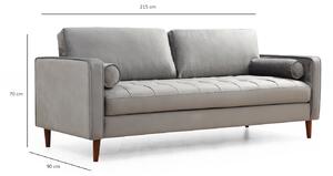 Design 3 személyes kanapé Jarmaine 215 cm világosszürke