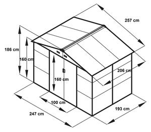 Kerti fém tároló ház 257 x 197 x 188 cm 5 m² GH608