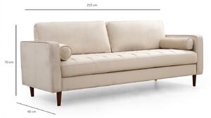 Design 3 személyes kanapé Jarmaine 215 cm bézs