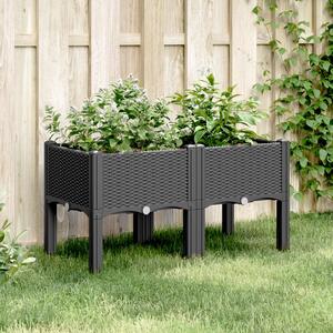 VidaXL fekete PP rácsos kerti ültetőláda 80 x 40 x 42 cm