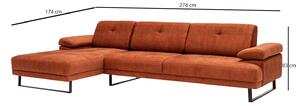 Design sarokkanapé Vatusia 274 cm narancssárga - bal