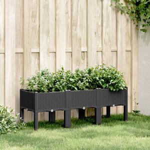 VidaXL fekete PP rácsos kerti ültetőláda 120 x 40 x 42 cm
