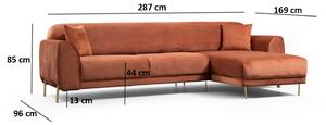 Design összecsukható kanapé Haylia 287 cm fahéj - jobb