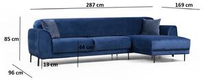 Design összecsukható kanapé Haylia 287 cm kék - jobb