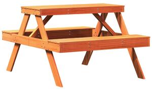 VidaXL viaszbarna tömör fenyőfa piknik asztal 105 x 134 x 75 cm