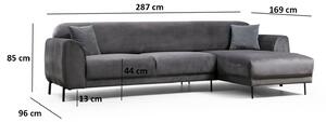 Design összecsukható kanapé Haylia 287 cm antracit - jobb