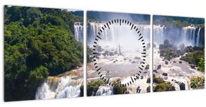 Iguassu vízesés képe (órával) (90x30 cm)