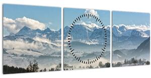 A havas hegyek képe (órával) (90x30 cm)