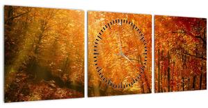 Őszi erdő képe (órával) (90x30 cm)