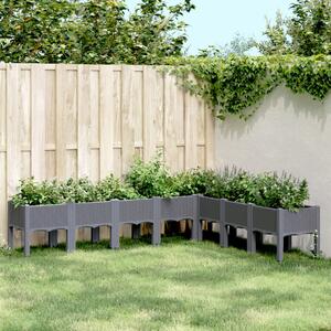 VidaXL szürke PP rácsos kerti ültetőláda 200 x 160 x 42 cm
