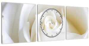 Egy fehér rózsa képe (órával) (90x30 cm)