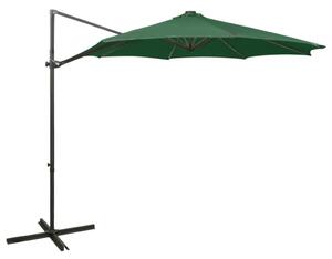 Zöld konzolos napernyő rúddal és LED-fényekkel 300 cm