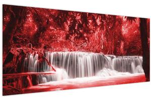 Kép - Vízesés, piros (120x50 cm)