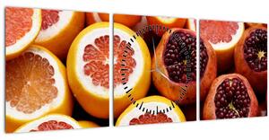 Narancsok és gránátalmák képe (órával) (90x30 cm)
