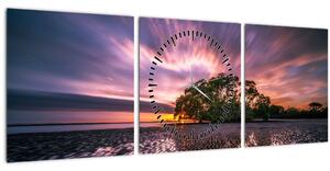 Egy kép a tengerparton naplementekor (órával) (90x30 cm)