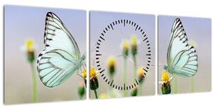 Pillangók eképe a virágon (órával) (90x30 cm)