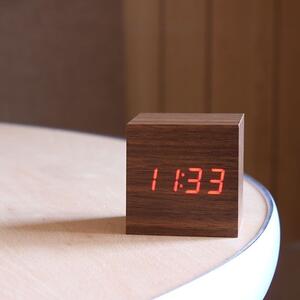 LED digitális óra, dátum, hőmérséklet, ébresztő, hangérzékelő, fa textúra