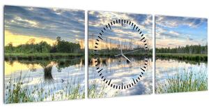 A tó és a nád képe (órával) (90x30 cm)
