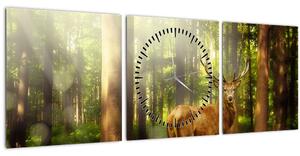 Kép egy szarvas az erdőben (órával) (90x30 cm)