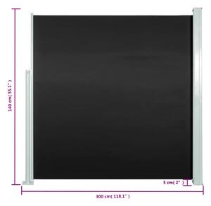 VidaXL fekete kihúzható oldalsó terasznapellenző 140 x 300 cm