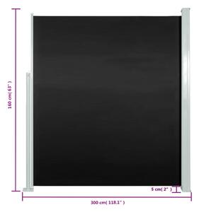 VidaXL fekete behúzható oldalsó terasz napellenző 160 x 300 cm