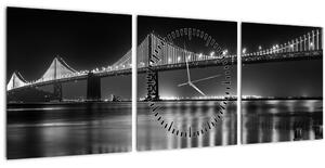 Kép - Fekete-fehér híd (órával) (90x30 cm)