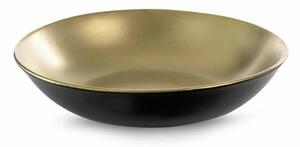 Ebru2 dekoratív kerámia tál Fekete/arany 35x35x8 cm