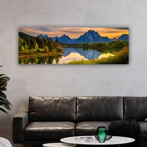 150x50 cm - Tó fák és hegyek vászonkép