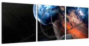 Egy bolygó képe az űrben (órával) (90x30 cm)
