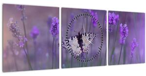 Kép - Pillangó a levendulán (órával) (90x30 cm)