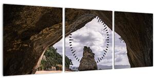 Barlang képe, Új-Zéland (órával) (90x30 cm)