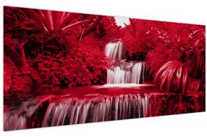 Kép - Indonéziai vízesések piros színben (120x50 cm)
