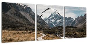 Kép - Sétány a hegységben Mt. Cook (órával) (90x30 cm)